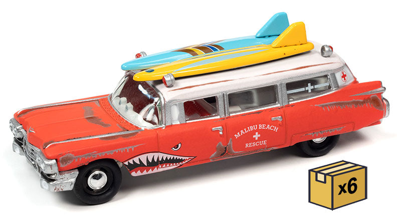 Johnny Lightning JLSP256-CASE 1/64 Scale Surf Shark -1959 Cadillac Eldorado Ambulance