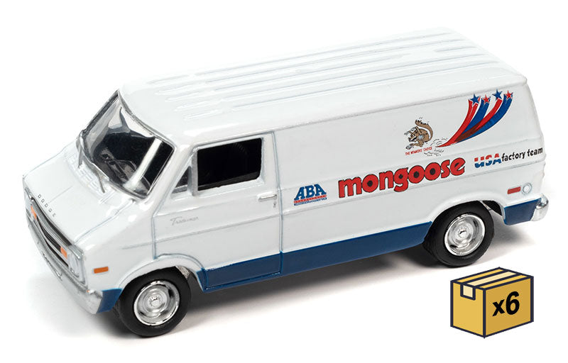 Johnny Lightning JLSP328-CASE 1/64 Scale Mongoose - 1977 Dodge Van in White