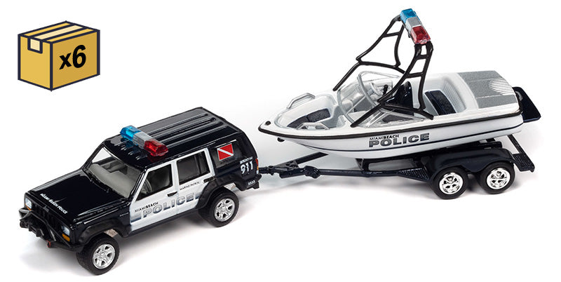 Johnny Lightning JLSP352-A-CASE 1/64 Scale Miami Beach Police - 1988 Jeep Cherokee