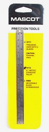 Mascot 710 Metric & English Scale 6" Metal Ruler