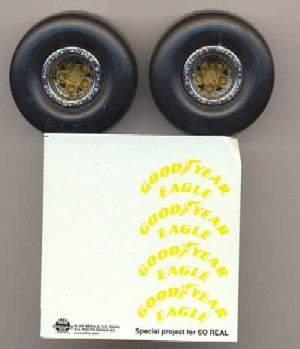 Pegasus Hobbies 1162 1/24-1/25 Dragster Rear Rims w/Slicks (2) & Goodyear Eagle Decals