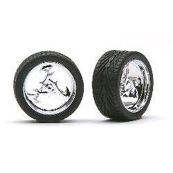 Pegasus Hobbies 2307 1/24-1/25 Lighting 23" Chrome Rims w/Tires (4)