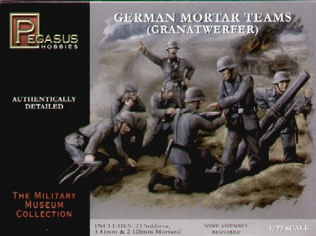 Pegasus Hobbies 7204 1/72 German Mortar Team (23 Figs, 3 81mm & 2 120mm Motars)