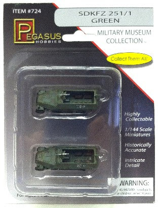 Pegasus Hobbies 724 1/144 SdKfz 251/1 Halftrack (Green Camouflage) (2) (Assembled)