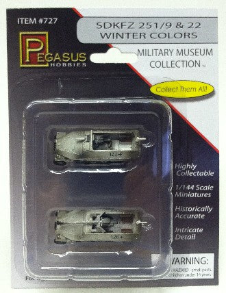 Pegasus Hobbies 727 1/144 SdKfz 251/9 & 22 Halftrack (Winter Camouflage) (2) (Assembled)