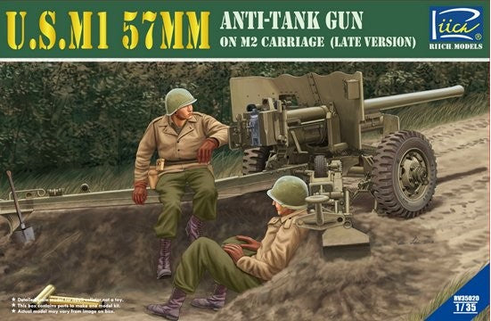 Riich Models 35020 1/35 US M1 57mm Anti-Tank Gun Late Version on M2 Carriage