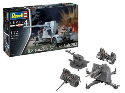 Revell 3325 1/72 8,8cm Flak 37 Gun & SdAnh202 Trailer