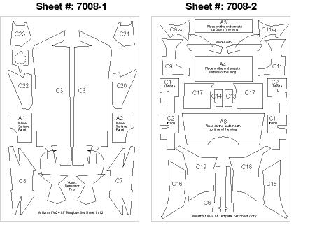 Scale Motorsport 7008 1/20 Williams FW24 Carbon Fiber Template Decal Set For TAM