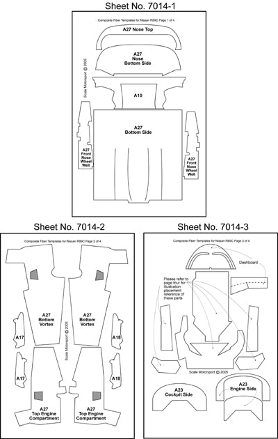 Scale Motorsport 7014 1/24 Nissan R89C Carbon Fiber Template Decal Set For TAM