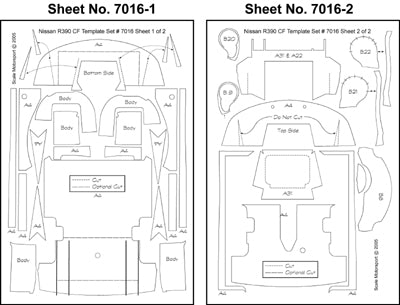Scale Motorsport 7016 1/24 Nissan R390 GT1 Carbon Fiber Template Decal Set For TAM