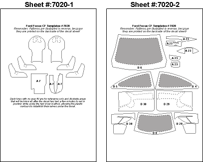 Scale Motorsport 7020 1/24 Ford Focus WRC Carbon Fiber Template Decal Set For TAM