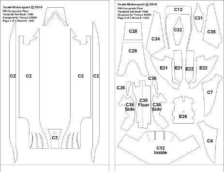 Scale Motorsport 7060 1/20 Ferrari F60 F1 Carbon Fiber Template Decal Set For TAM