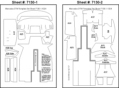 Scale Motorsport 7130 1/24 Mercedes DTM Carbon Fiber Template Decal Set For TAM