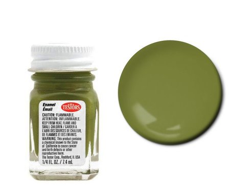 Testors 1164 1/4oz. Bottle Finishing Enamel OD Flat Green (6/Bx)