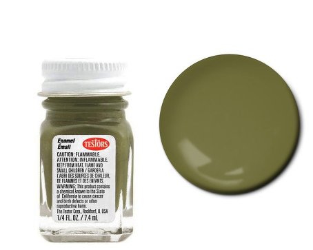 Testors 1165 1/4oz. Bottle Finishing Enamel Flat Olive (6/Bx)