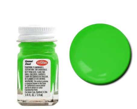 Testors 1174 1/4oz. Bottle Finishing Enamel Fluorescent Green (6/Bx)