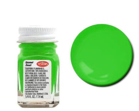 Testors 1174 1/4oz. Bottle Finishing Enamel Fluorescent Green (6/Bx)