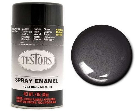 Testors 1254 3oz. Spray Finishing Enamel Black Metallic