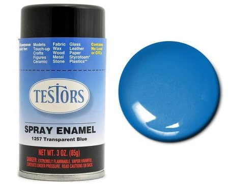 Testors 1257 3oz. Spray Finishing Enamel Transparent Blue