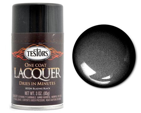 Testors 1832 3oz. Spray One Coat Metallic Lacquer Blazing Black