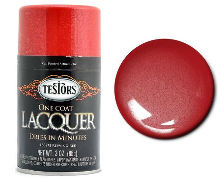 Testors 1837 3oz. Spray One Coat Metallic Lacquer Revving Red