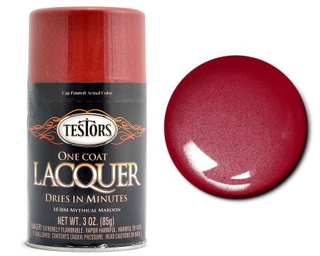 Testors 1838 3oz. Spray One Coat Metallic Lacquer Mythical Maroon