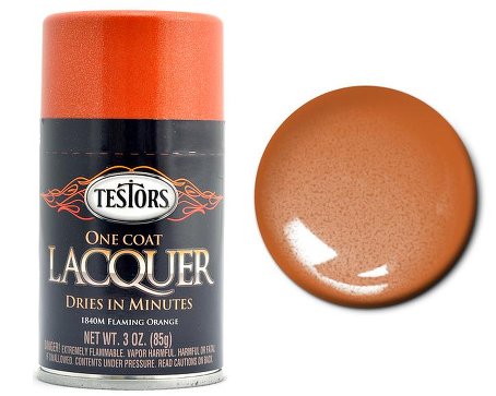 Testors 1840 3oz. Spray One Coat Metallic Lacquer Flaming Orange