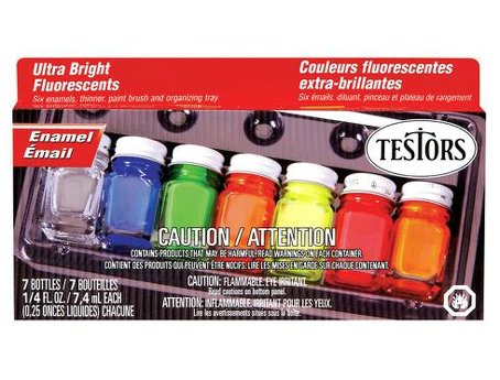 Testors 9132 Fluorescent Enamel Paint Set (6 Colors & Thinner)