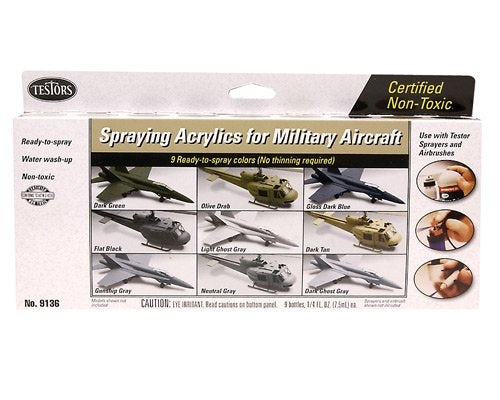 Testors 9136 Aircraft Spraying Acrylic Paint Set (9 Colors)