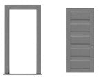 Tichy Trains 8197 HO 5-Panel Door & Frame 36"w x 80"h  (3)