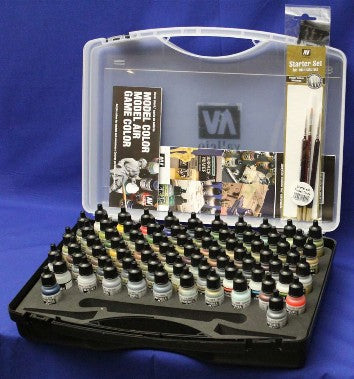 Vallejo 71170 Model Air Paint Set in Plastic Storage Case (72 Colors & Brushes)