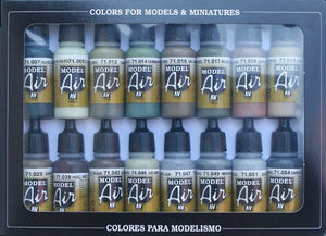 Vallejo 71180 17ml Bottle WWII Allied Forces Model Air Paint Set (16 Colors)