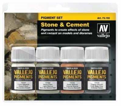 Vallejo 73192 35ml Bottle Stone & Cement Pigment Powder Set (4 Colors)