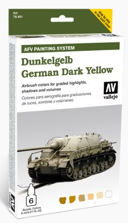 Vallejo 78401 8ml Bottle AFV German Dark Yellow Armor Model Air Paint Set (6 Colors)