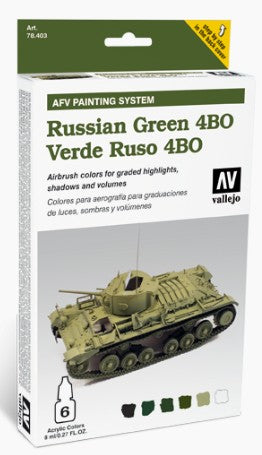 Vallejo 78403 8ml Bottle AFV Russian Green 4BO Armor Model Air Paint Set (6 Colors)