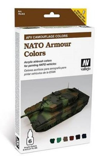 Vallejo 78413 8ml Bottle AFV NATO Armor Model Color Paint Set (6 Colors)