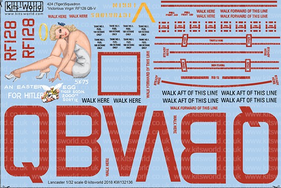 Warbird Decals 132136 1/32 Avro Lancaster Bomber B Mk I 424th Tiger Sq. Victorious Virgin for HKM