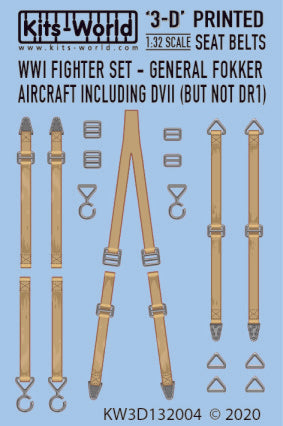 Warbird Decals 3132004 1/32 3D Color Seatbelts WWI Fokker Fighters