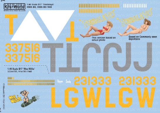 Warbird Decals 148043 1/48 B17Gs Wee Wille, Tondalayo