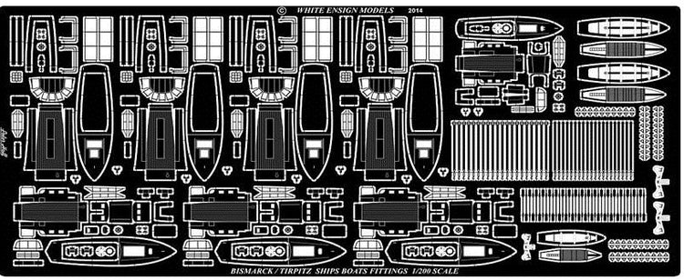 White Ensign Models 2012 1/200 Bismarck, Tirpitz Ships Boat Fittings (D)