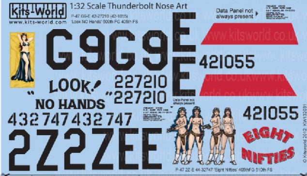 Warbird Decals Kits World 132031 1/32 P47D Look! No Hands, Eight Nifties