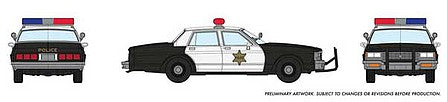 Rapido Trains 800010 HO Scale 1980-1985 Chevrolet Impala Sedan - Assembled -- Police (black, white)