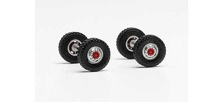 Herpa 876116 HO Scale Steel-Rim Wheelsets with Tires and Axles -- 12mm FRT Axle Road Tires - 2 Axles