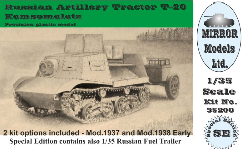Mirror Models 35200 1/35 Russian Artillery Tractor T20 Komsomoletz Early w/Fuel Trailer (D)