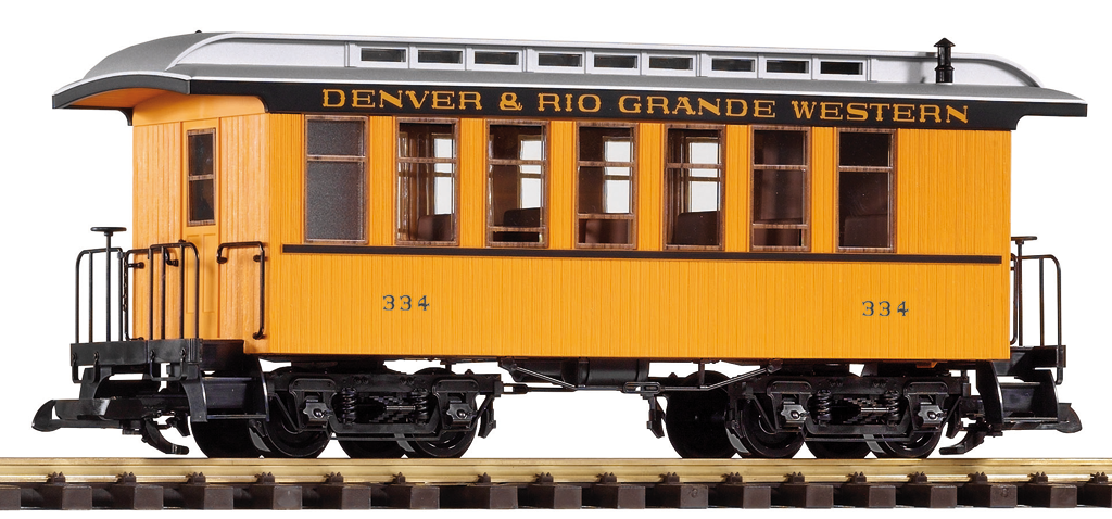 Piko 38600 G Scale D&RGW Wood Coach 334, Yellow
