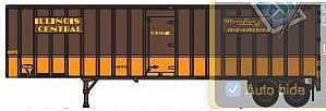 Trainworx 4040601 N Scale Flexi-Van 40' Exterior-Post Semi Trailer with Curb Door - Assembled -- Illinois Central 1 (brown, orange, yellow, Main Line Slogan)
