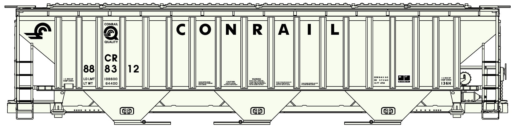 Accurail 6543 Ho Ps Cvd Hopper Con