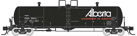 Rapido Trains 535010a N Scale Procor GP20 20,000-Gallon Tank Car - Ready to Run -- Government of Alberta PROX 2 (Later, black, white, yellow)
