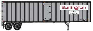 Trainworx 4040404 N Scale Flexi-Van 40' Exterior-Post Semi Trailer with Curb Door - Assembled -- Chicago, Burlington & Quincy CBQU 4 (silver, white Logo Panels, red)