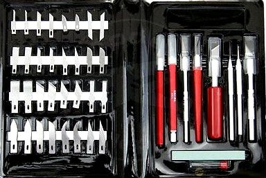Excel Hobby 44200 Super Deluxe Knife Set: Knives, Blades, Burnisher, Sharpening Stone (Vinyl Case) (D)